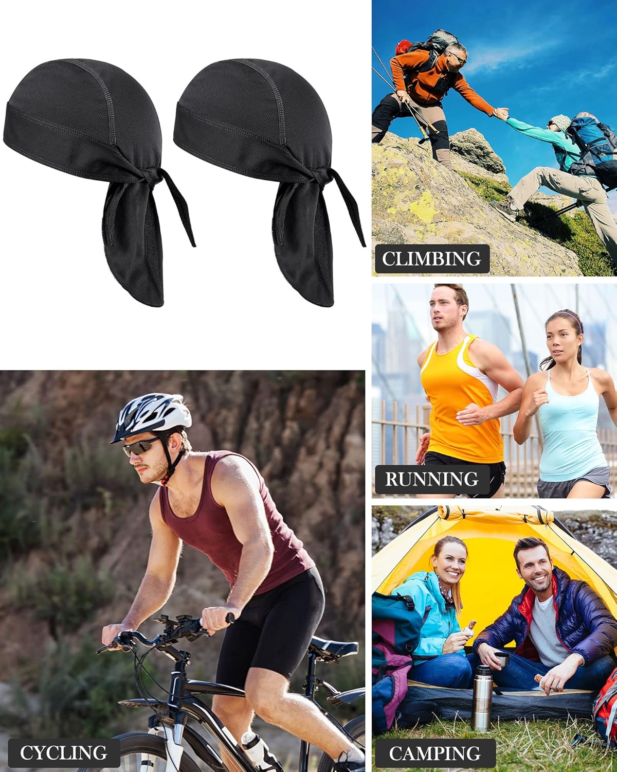 Foaincore 8 Pack Do Rag Skull Caps for Men Sweat Wicking Doo Rags Cooling Helmet Liner Cycling Motorcycle Bandana - Image 7