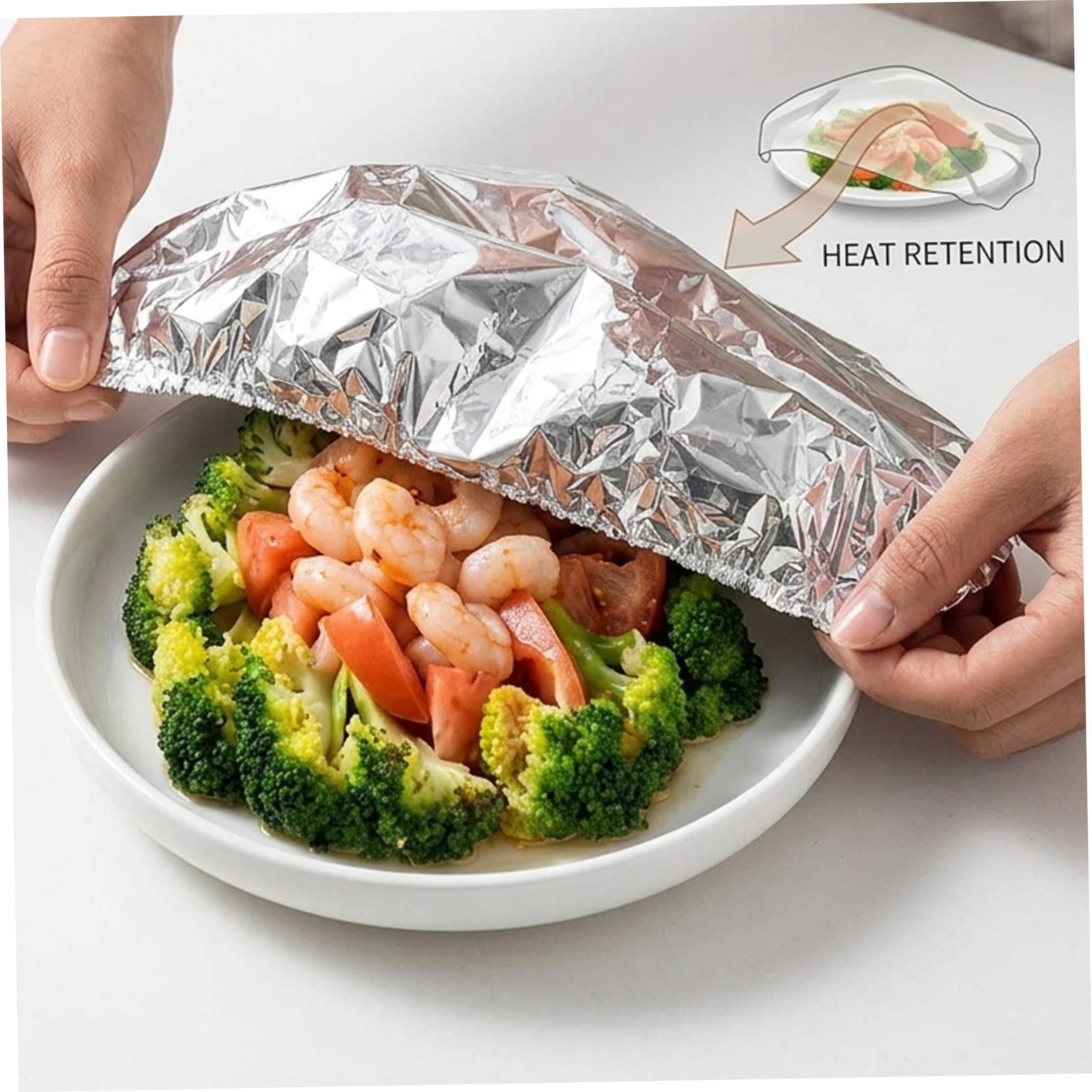 Coperture per Alimenti, Coperchi per Alimenti Riutilizzabili in Foglio di Alluminio, Copertura Elastica per Microonde da 90 Pezzi, Foglio di Stagno di Grado Mantenimento del Calore per Cucina Domesti