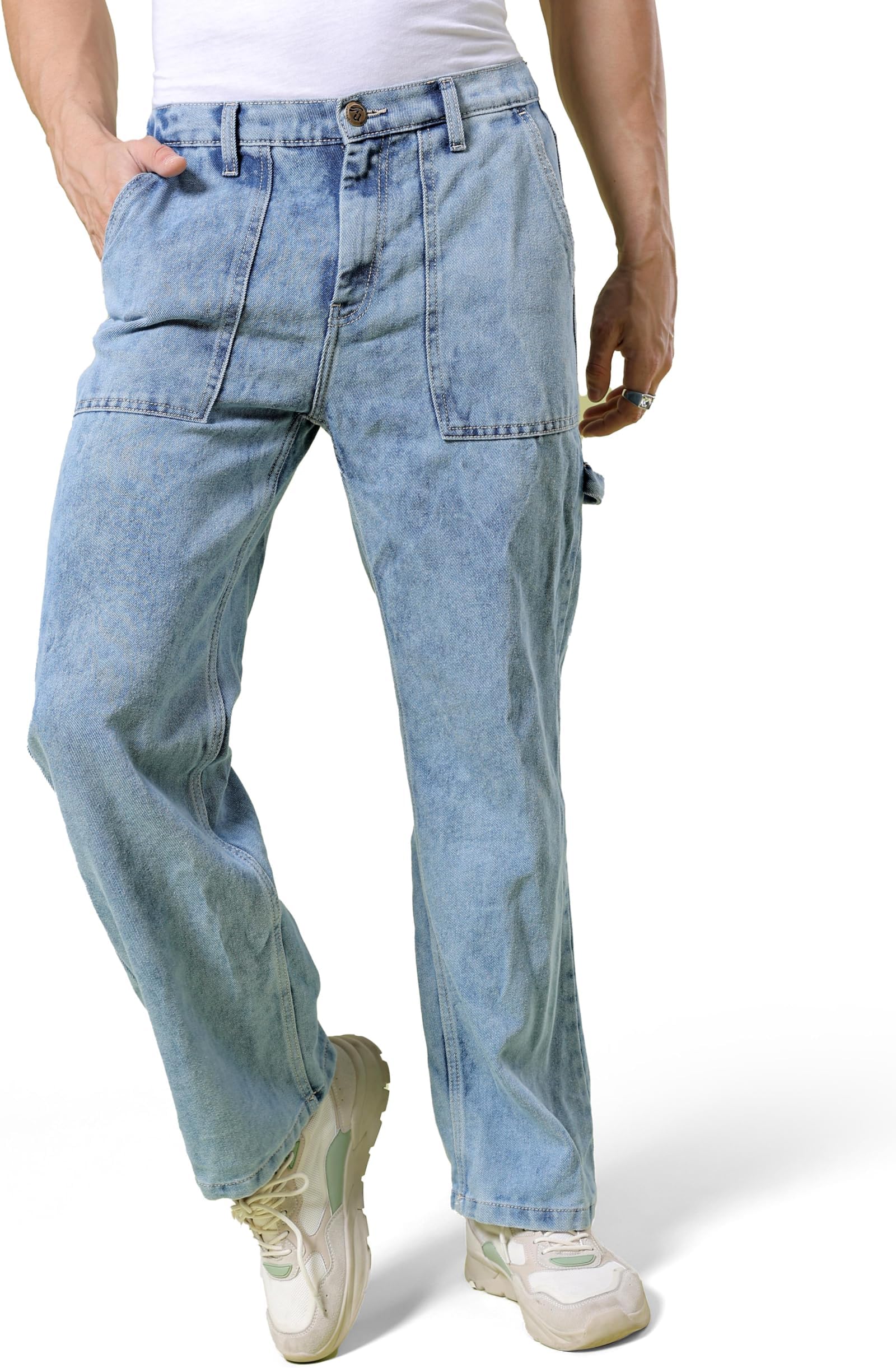 Men Baggy Solid Mid-Rise Jeans