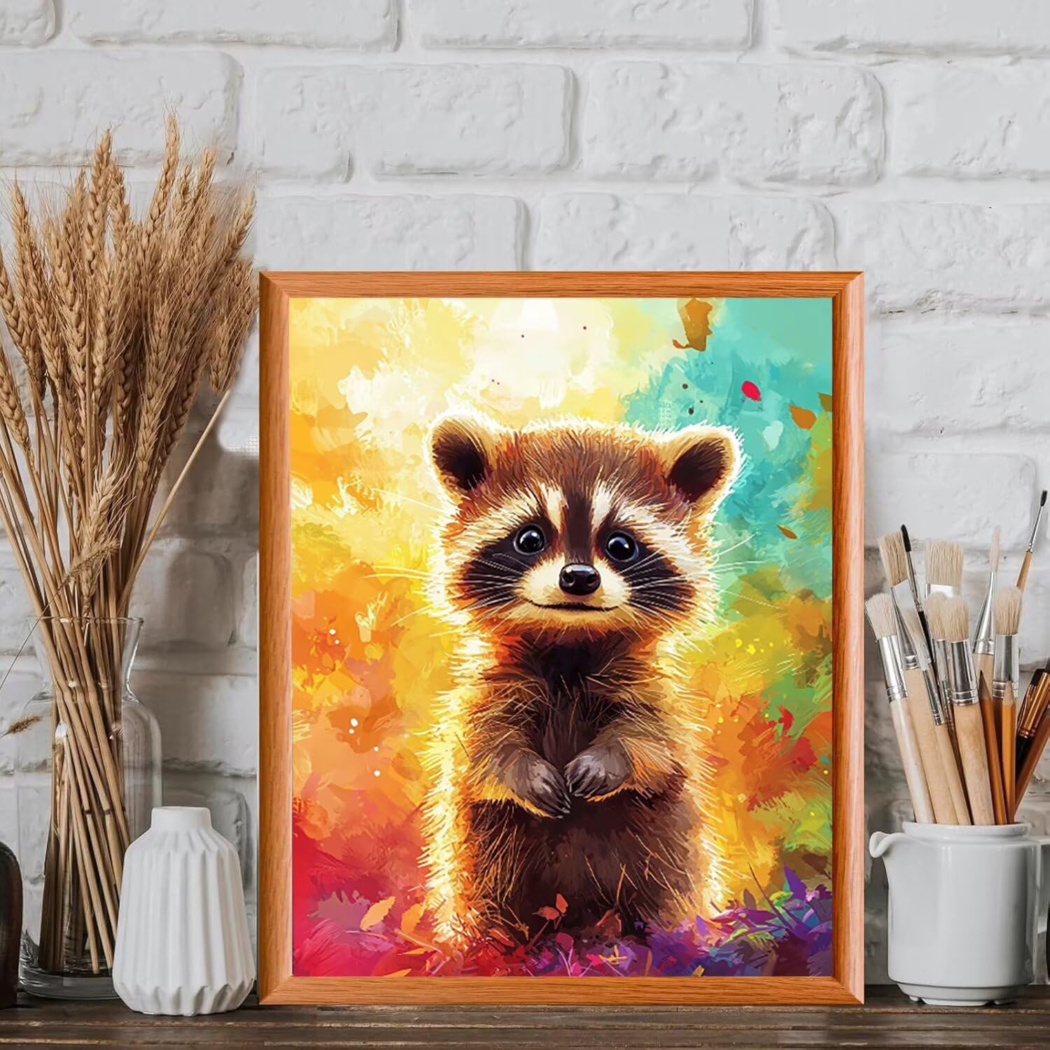 WEISHIWE Szop pracz zwierząt zestaw do malowania numerami dla dorosłych, 80x100cm m-181 | Pigment akrylowy - początkujący dorośli łatwe na płótnie - nieoprawione - farba do dekoracji ścian w domu