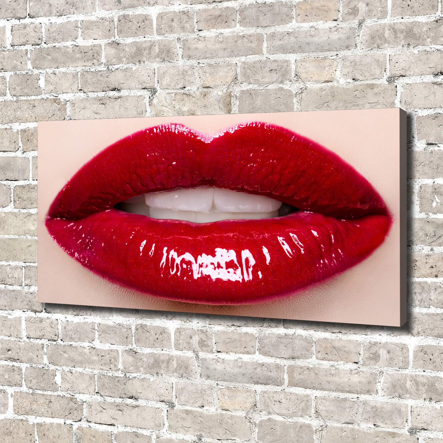 Tulup Tirages sur toile - art mural - tirages sur toile - thème d'image - 140x70 cm - Sensualité - Rouge - Lèvres Rouges