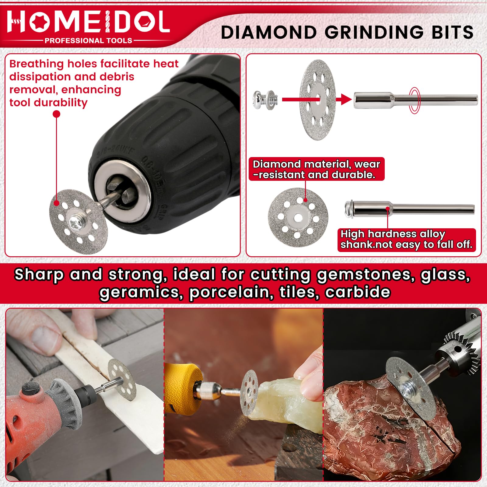 32Pcs 60Grit Diamond Burr Bits for Dremel Bits 1/8" Shank Cutting Wheel — Amazon image 3
