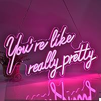 Vista 5 de Letrero de neón LED grande para decoración de pared, 28 pulgadas, con texto en inglés "You are Like Really Pretty Pink Neon Sign" para fiesta