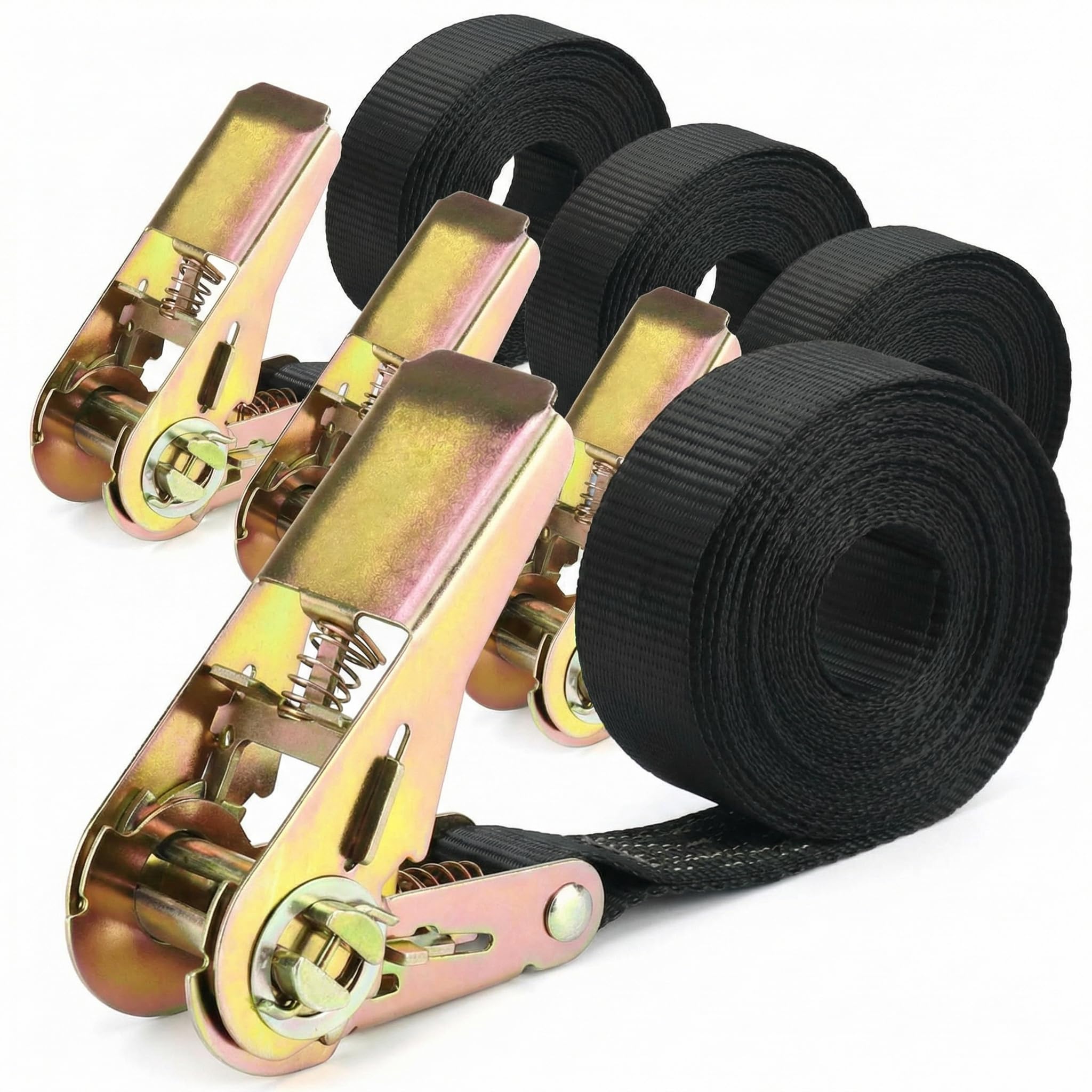 QWORK® 2 Piece Ratchet Tie Down Straps, Heavy Duty Tensioning Straps, 6M x 25mm, for Motorcycle, Car, Trailer, Home — view 8