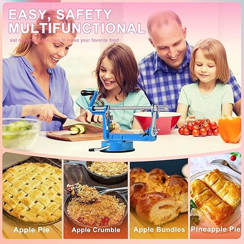 Miniatura 6 de Pelador de manzanas, pelador de acero inoxidable para cortar manzanas, duradero y resistente, aleación de magnesio fundido a presión, descorazonador