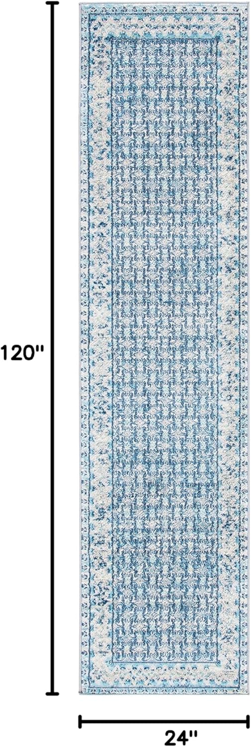 SAFAVIEH Brentwood Collection Runner Rug - 2' x 10', Ivory & Aqua, Traditional Oriental Distressed Design, Non-Shedding & Easy Care, Ideal for High Traffic Areas in Living Room, Bedroom (BNT899A)