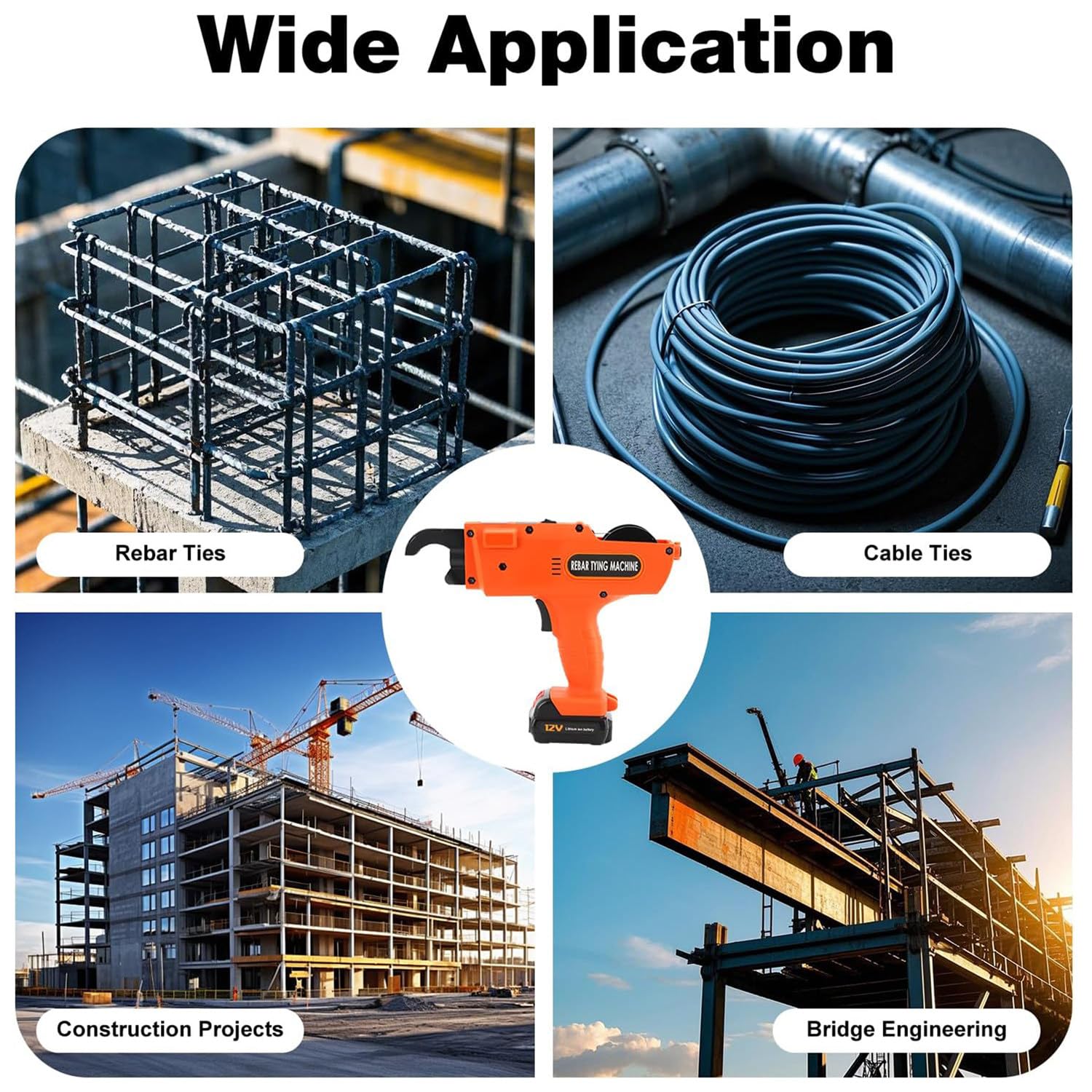 Máquina Automática para Atar Varillas de Refuerzo de 8-34 mm/30-60 mm, Dobladora Manual de Varillas de Refuerzo, Herramienta para Atar Varillas de Acero para Construcción Civil,30-60mm