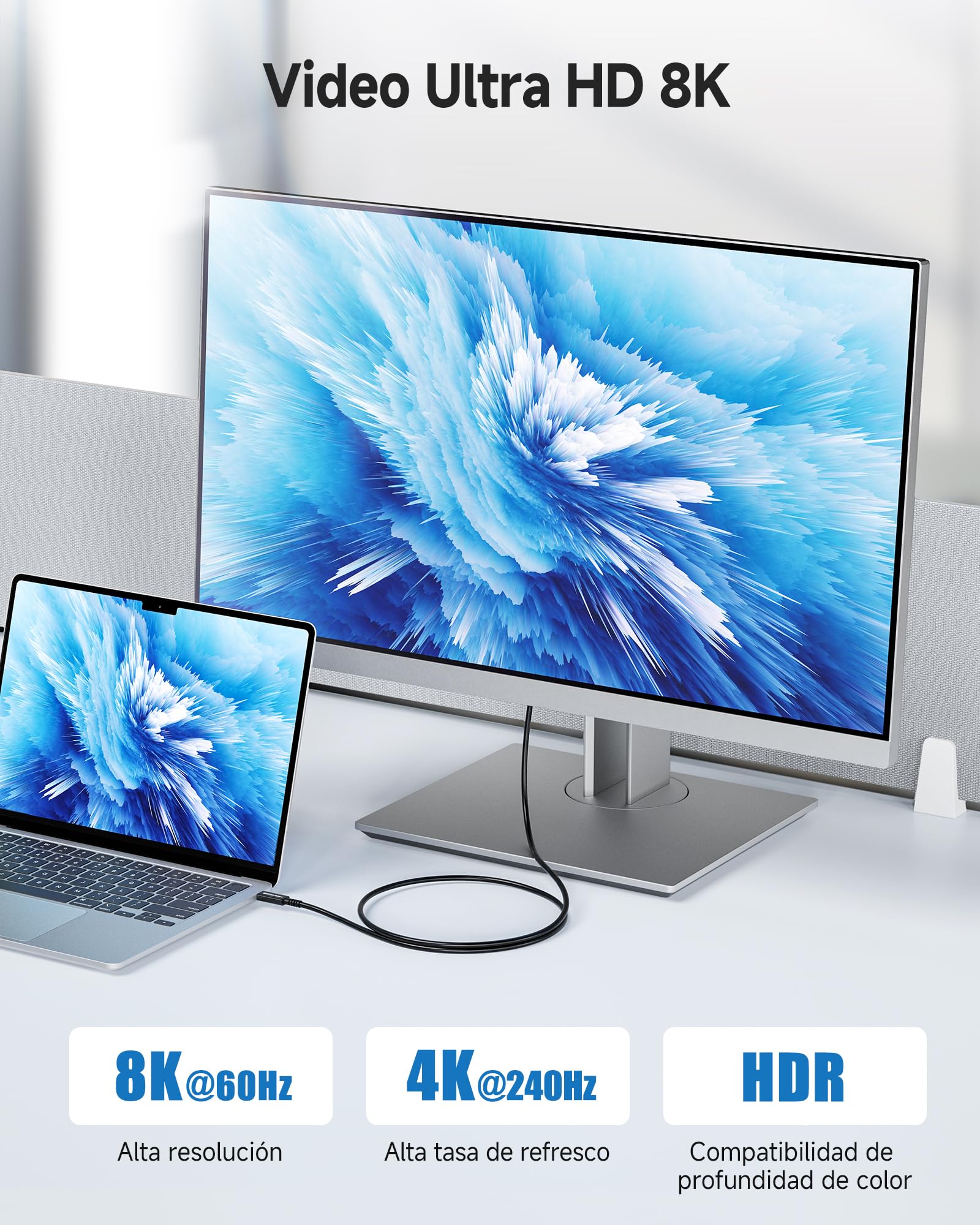 Cable Matters [Intel certificado] 2 m Cable Thunderbolt 4 USB-C activo 40 Gbps con carga de 100 W y vídeo 8K - Universalmente compatible con USB-C, USB4 y Thunderbolt 3