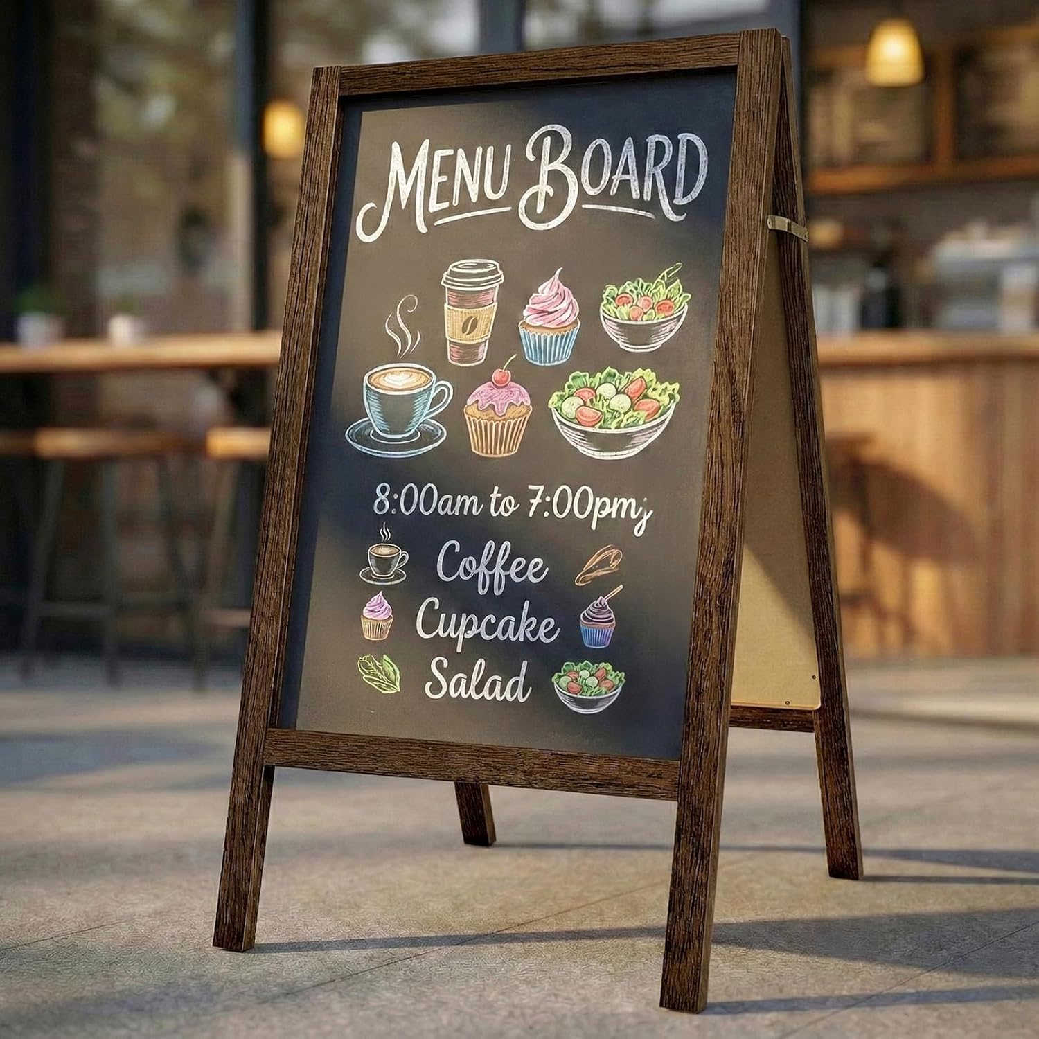 TEAKMAMA A Frame Chalkboard Sign, 40"x20" Extra Large Chalk Board Double-Sided Sidewalk Sign Sturdy Sandwich Menu Board for Restaurant Coffee Shop and Wedding, Brown