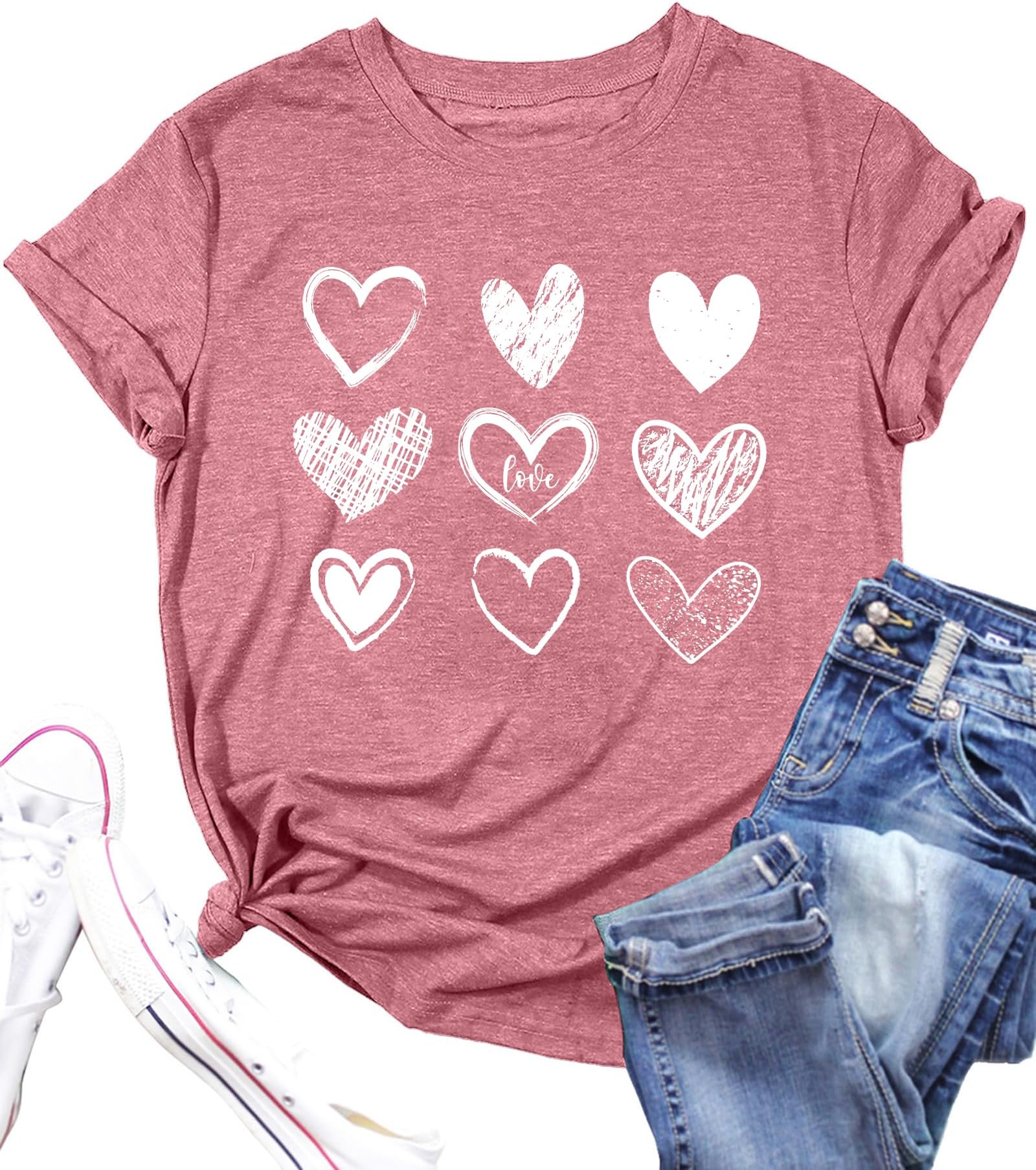 Valentines Day Shirts for Women Cute Love Heart Shirts Tee Tops Shirt Gift for Her
