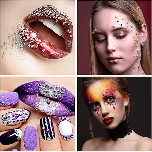 Miniatura 2 de Calcomanías de diamantes de imitación, 2478 unidades, calcomanías de gemas faciales autoadhesivas, 4 tamaños, 15 colores para manualidades