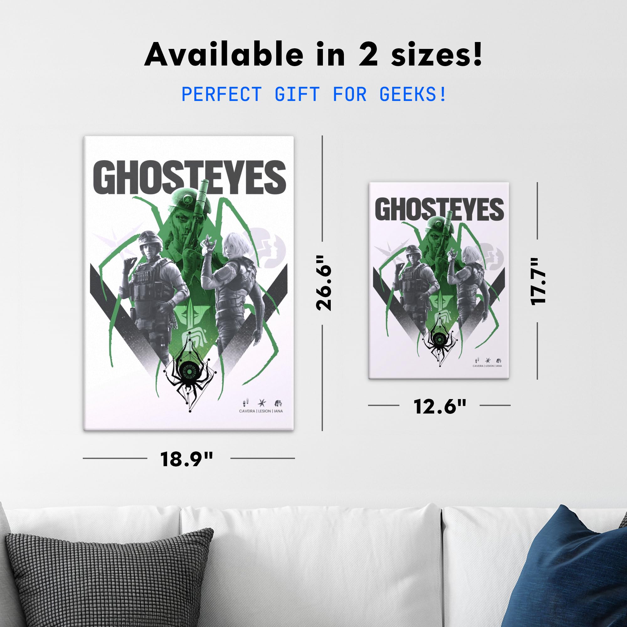 Displate Metall poster Six Siege Ghosteyes Größe L | Bilder Wanddeko Wohnzimmer & Schlafzimmer Wandbilder, Geschenk. Wandkunst mit Magnet-Befestigung, ohne Bohren.
