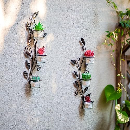 Miniatura 4 de Sziqiqi Candelabro de pared  Candelabro de pared de té negro, aplique de pared vintage, juego de 2 apliques de pared para sala de estar, candelabros