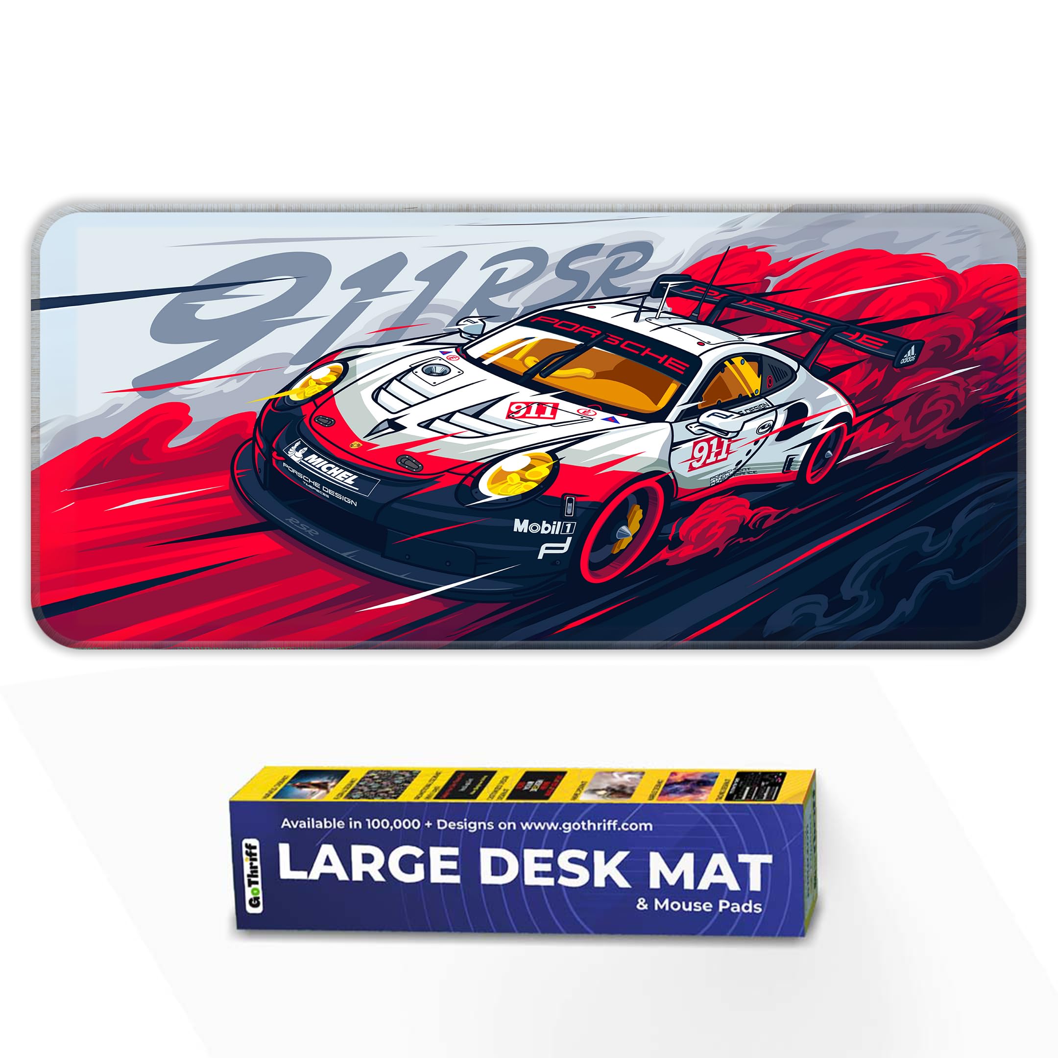 Porshe 911 RSR Gaming - Extended Large 60x30CM with Stitched Edges, Non-Slip Rubber Base, Perfect for Gaming Setup - PC & Gaming Accessories-image-44