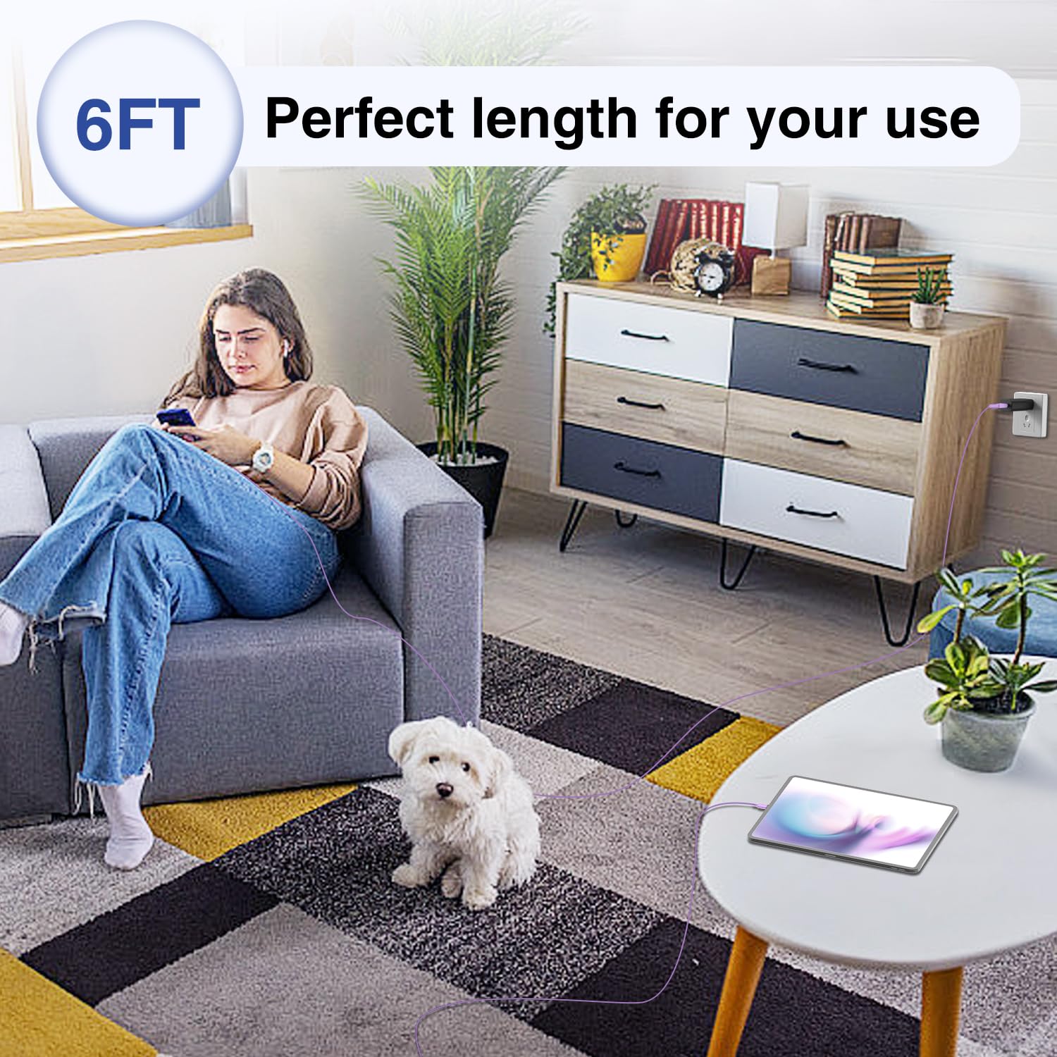 45W Super Fast Charger USB C for Samaung Galaxy S25+/S24+Ultra,6FT+6FT Samsung Type C Charger Fast Charging Cable,Long USB C Cord Android Phone Charger for Galaxy S25/S24/S23/S22/S21/S20-Purple
