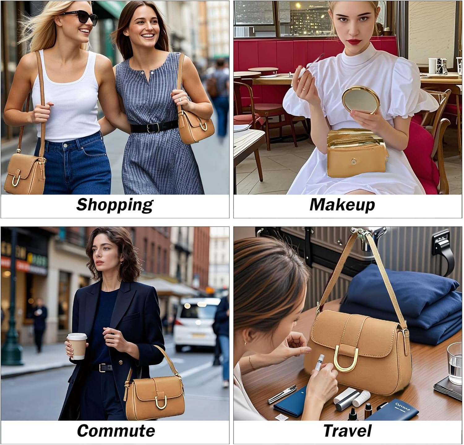 Shoulder Bag for Women, Small Purses Hobo Bags for Women, PU Leather Vintage Handbag with 2 Adjustable Shoulder Strap - Image 2