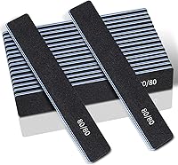 Vista 10 de Black Rectangle 60/60 Grit Nail Files, 50 Pcs Professional Double Sided Emery Board, Reusable Washable Coarse Tool for Acrylic & Gel Nails, Home