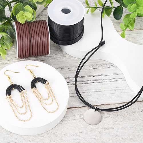 Miniatura 2 de FASHEWELRY 3 rollos de cables de goma huecos para tejer, cable de peluquero de 0.079 pulgadas (0.079 in), cables de silicona para tejer puntada,