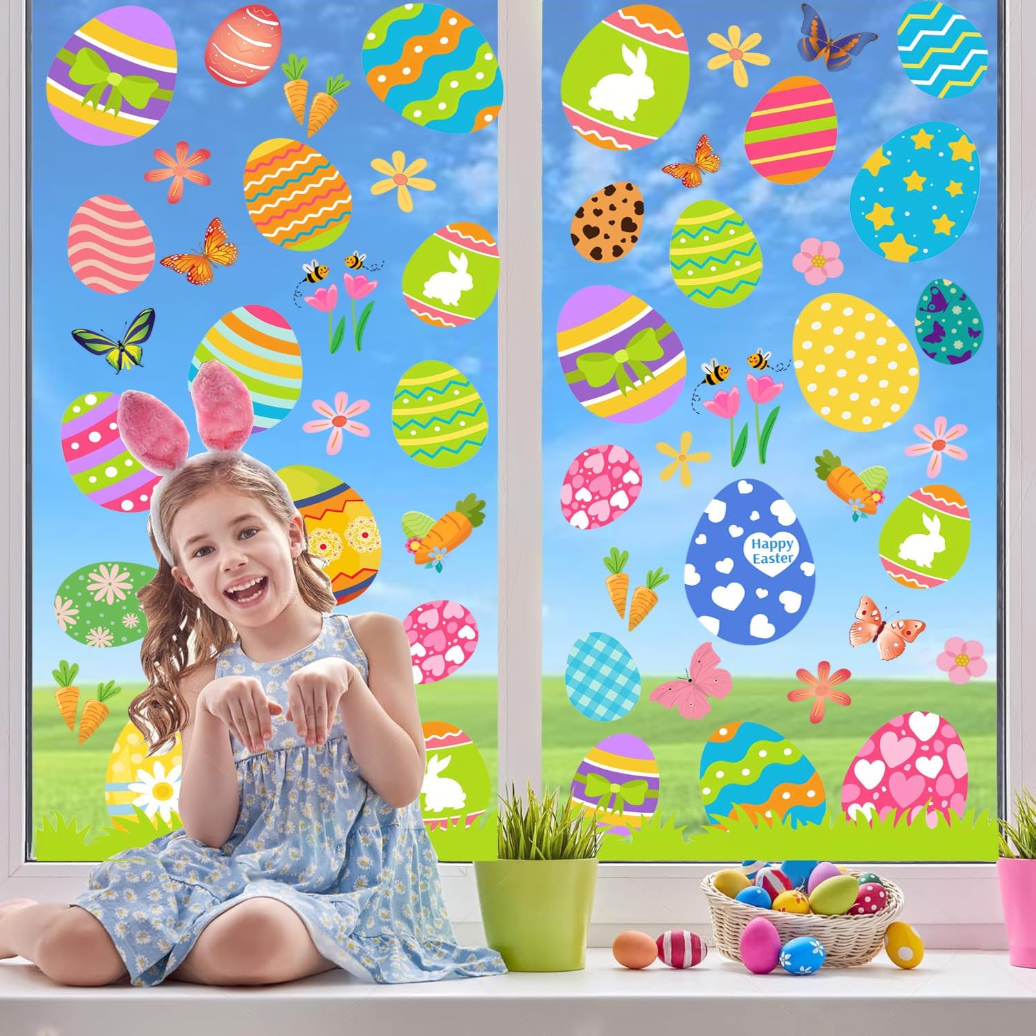 Easter Window Stickers, Easter Party Decorations, Glass Stickers