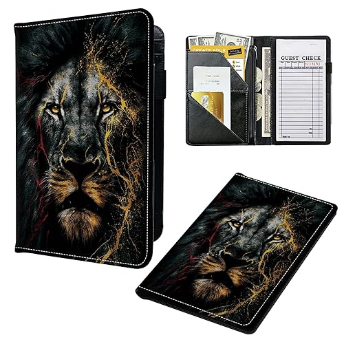 Libros para camarera, cartera de cuero con bolsillo con cremallera, 7 bolsillos de almacenamiento para recetas y cheques, soporte para bolígrafos,