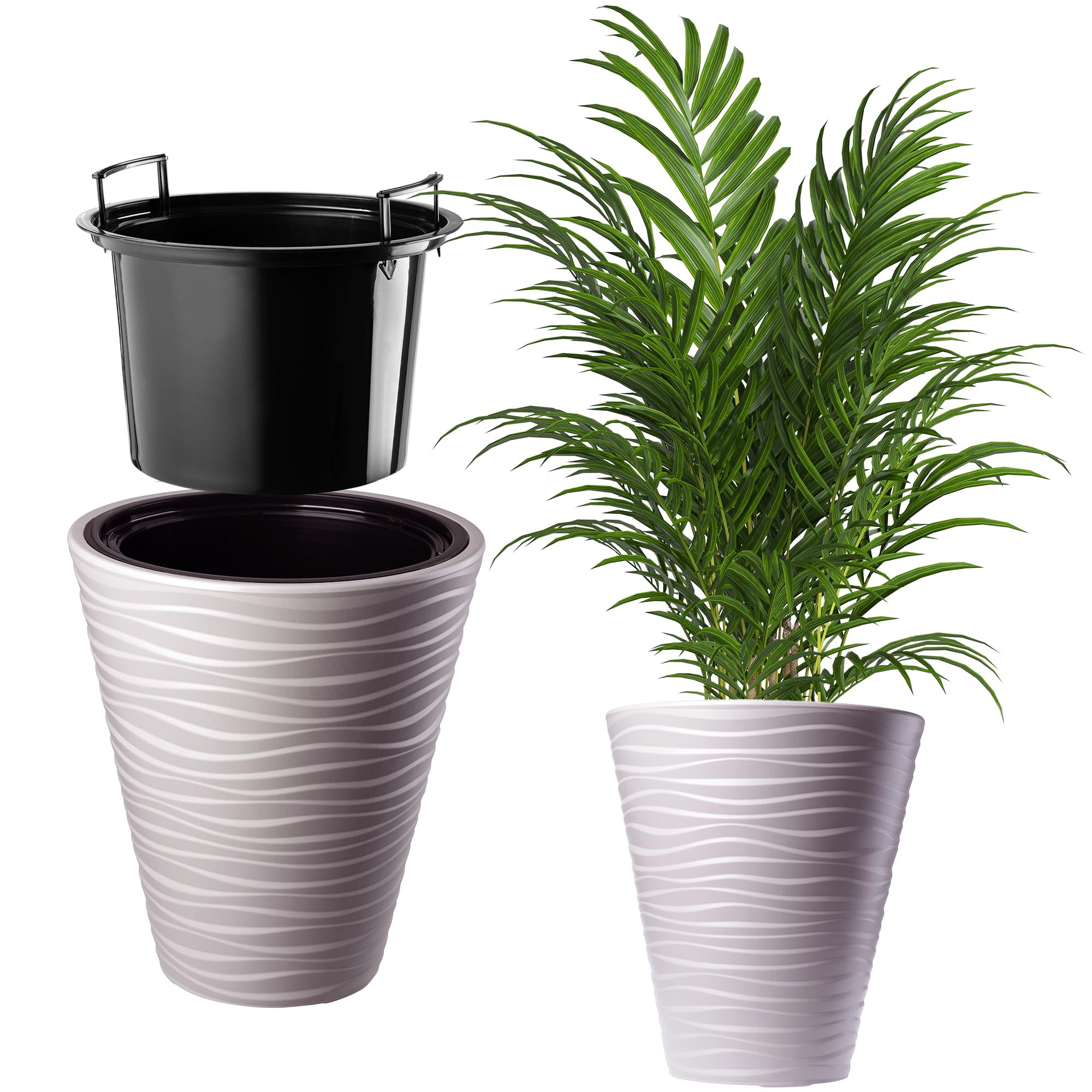 KADAX Pot de Fleurs Haut pour Intérieur et Extérieur, Jardinière avec Grande Taille et Conception Résistante aux Intempéries, Grand Bac à Fleur (Beige, 40 cm)