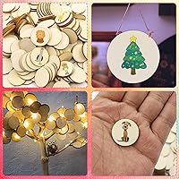 Vista 4 de 100 piezas de círculos de madera sin terminar - disco redondo de 1 pulgada en blanco, adornos de madera natural cortados para decoración