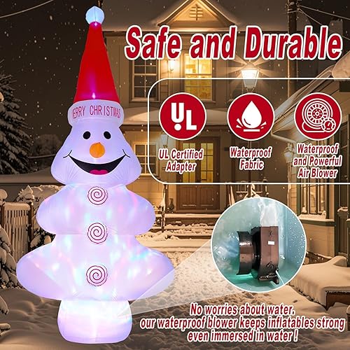 Miniatura 3 de Muñeco de nieve inflable de Navidad de 12 pies, decoración de patio con luces LED giratorias y RGB para decoración de patio, jardín, césped, regalos