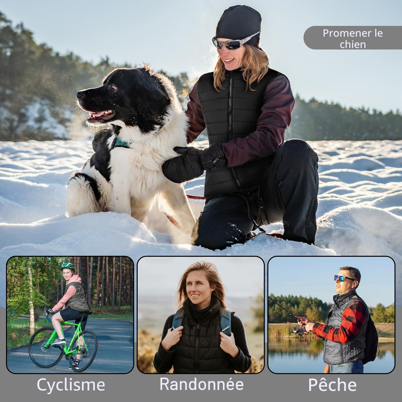 Gilet Chauffant Homme et Femmes, Imperméable et Lavable Veste Chauffante Électrique avec 11 Zones de Chauffage,Chapeau Amovible,3 Niveaux de Température pour L'extérieur