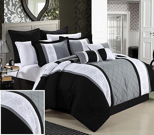 Miniatura 3 de Chic Home Juego de edredón bordado 8 piezas