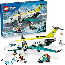 LEGO City Emergency Rescue Plane - Set with Flight, Snowmobile and 4 Mini Figures: Paramedic, Pilot, Doctor and Skier - Great Gift for Children from 6 Years - 60465