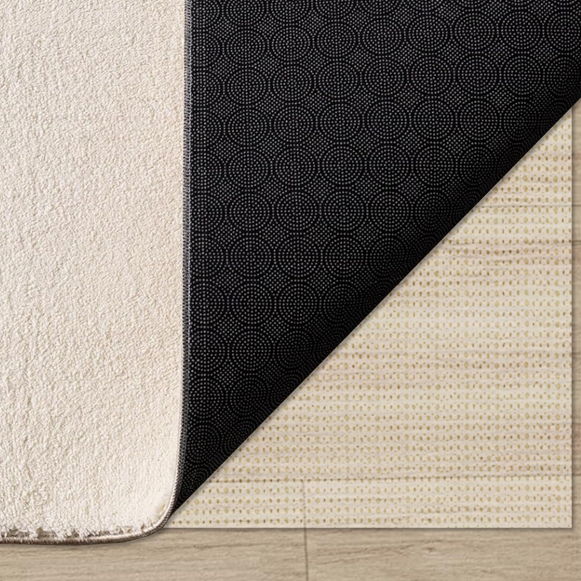 sous Couche Antidérapante 220 x 305 cm sans Trace Antidérapant PVC Antiderapant Tapis Parquet Découpable pour Maison Bureau Voitures Cuisine Salle de Bain, Blanc cassé