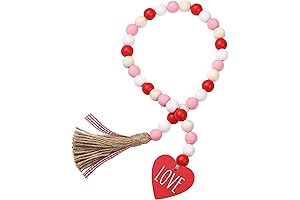 Valentine Beaded Garland with Rustic Embellishments