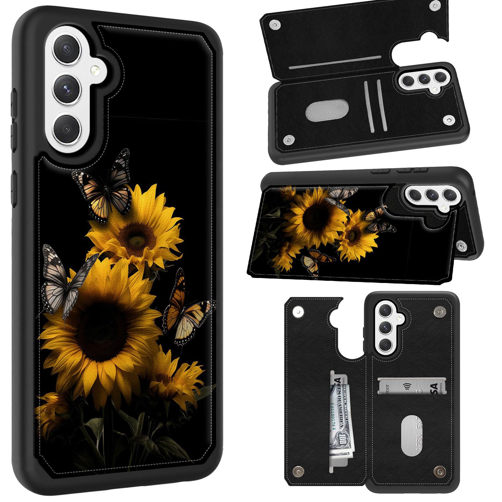 GFRGTFHYT for Samsung Galaxy A15 5G Phone Case Galaxy A15 5G Wallet Case with Card Holder PU Leather Magnetic Flip Kickstand Card Slots Cover Case for