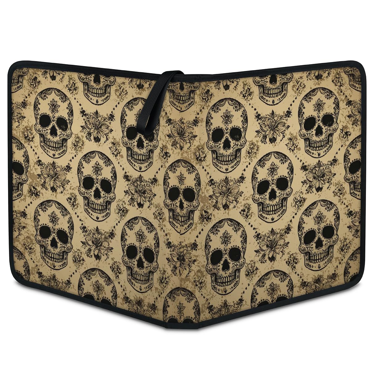 Carpeta de tarjetas coleccionables con 9 bolsillos, diseño de calavera de azúcar, álbum de tarjetas vintage con fundas extraíbles, impermeable, con cremallera, capacidad para 50 páginas y 900 tarjetas