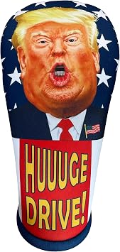 Trump Golf Driver Headcover Funny MAGA HUUUGE Drive USA Patriotic Club Cover Thick Foam Protection Easy On/Off Great Golf Gift by BeeJos