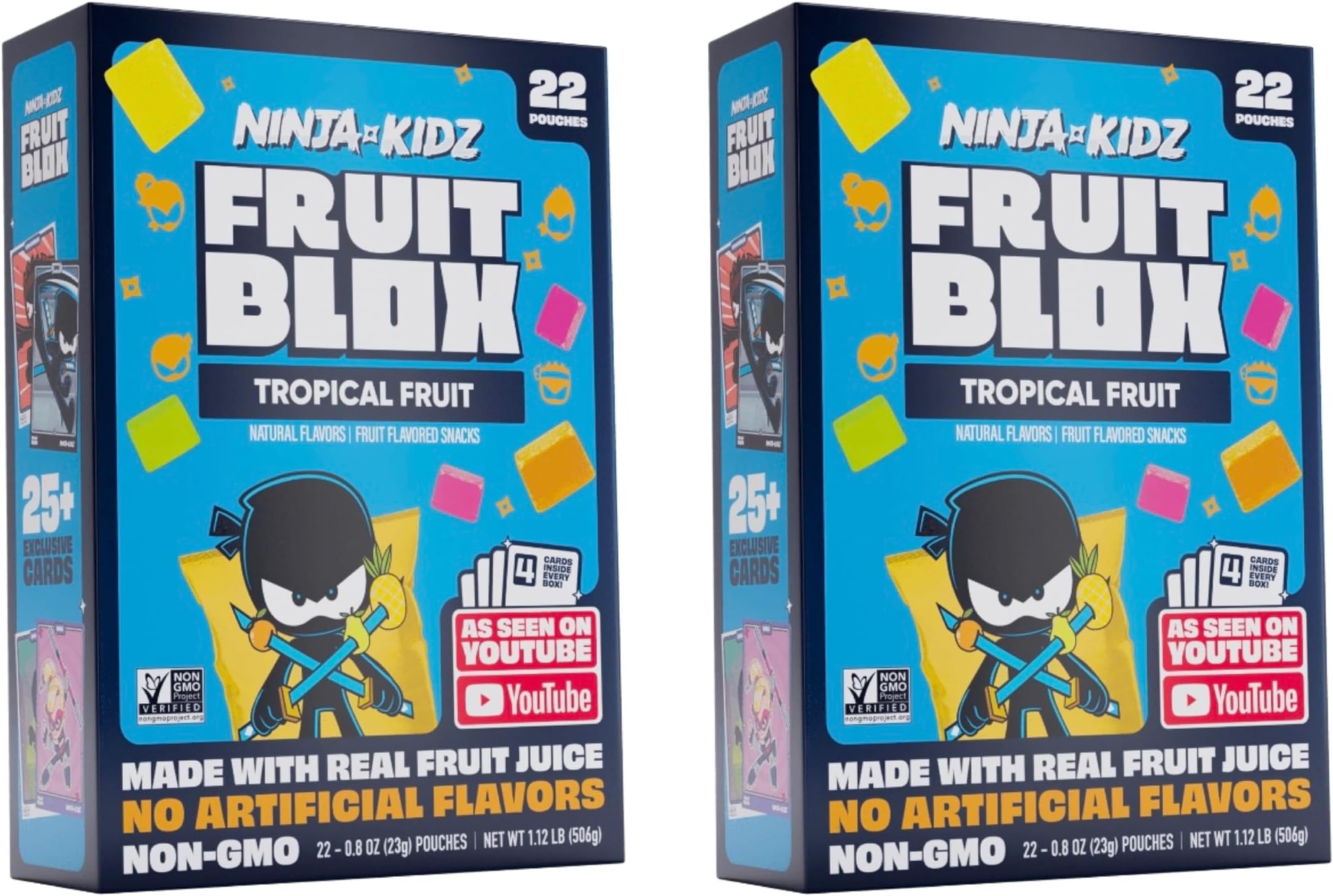 Good Times Fulfillment Fruit Blox - Tropical Fruit Gummy Snacks - 2-Pack. Plus GTF Sticker & Starlight Mint