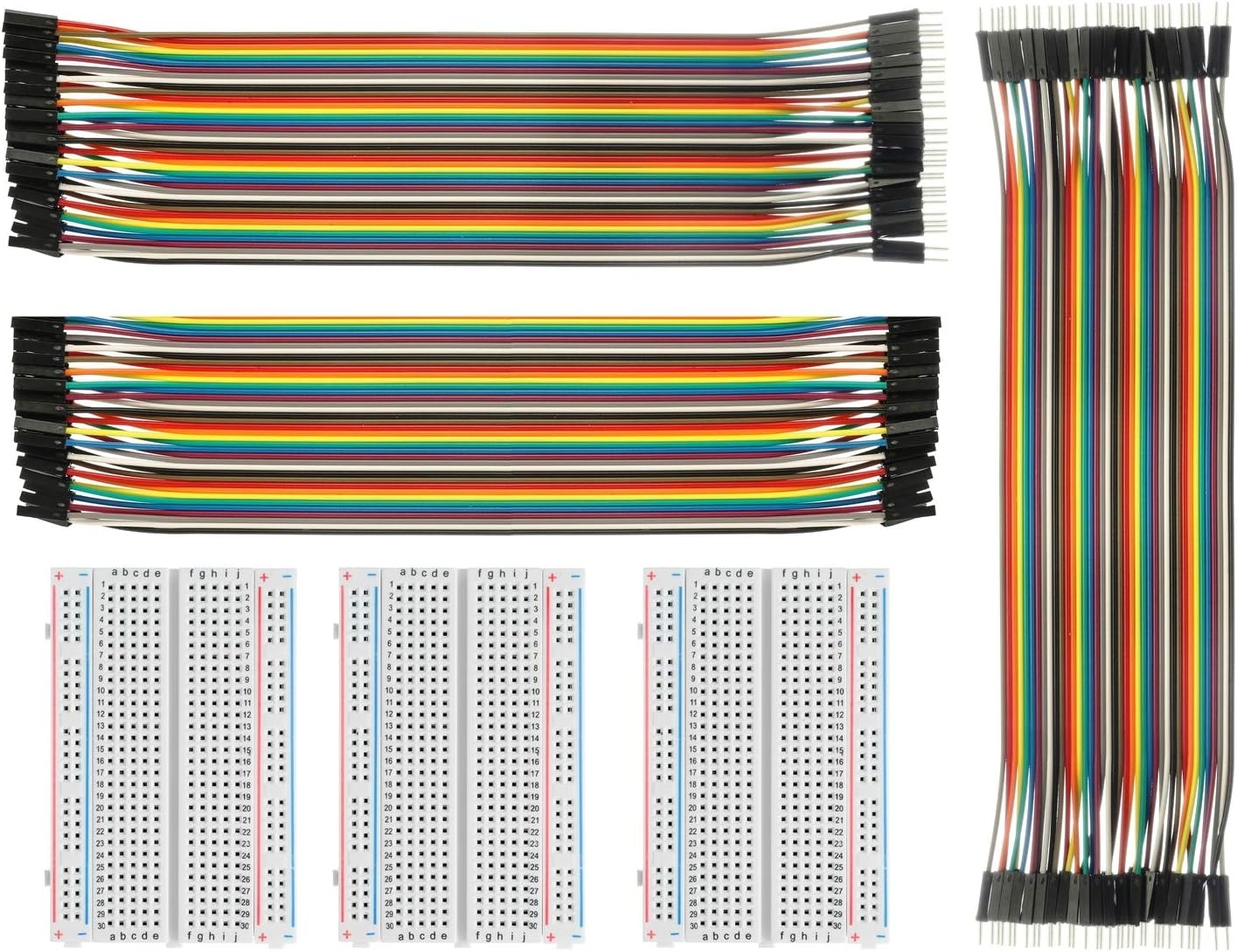 Breadboard Solderless with Jumper Cables– ALLUS BB-018 3Pc 400 Pin Prototype PCB Board and 3Pc Dupont Jumper Wires (Male-Female, Female-Female, Male-Male) for Raspberry Pi and Arduino