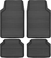 CAR PASS All Weather Rubber Floor Mats 4-Piece Set, Trim-to-Fit Universal Waterproof Heavy Duty Anti-Slip Black Mats for Cars SUVs Vans