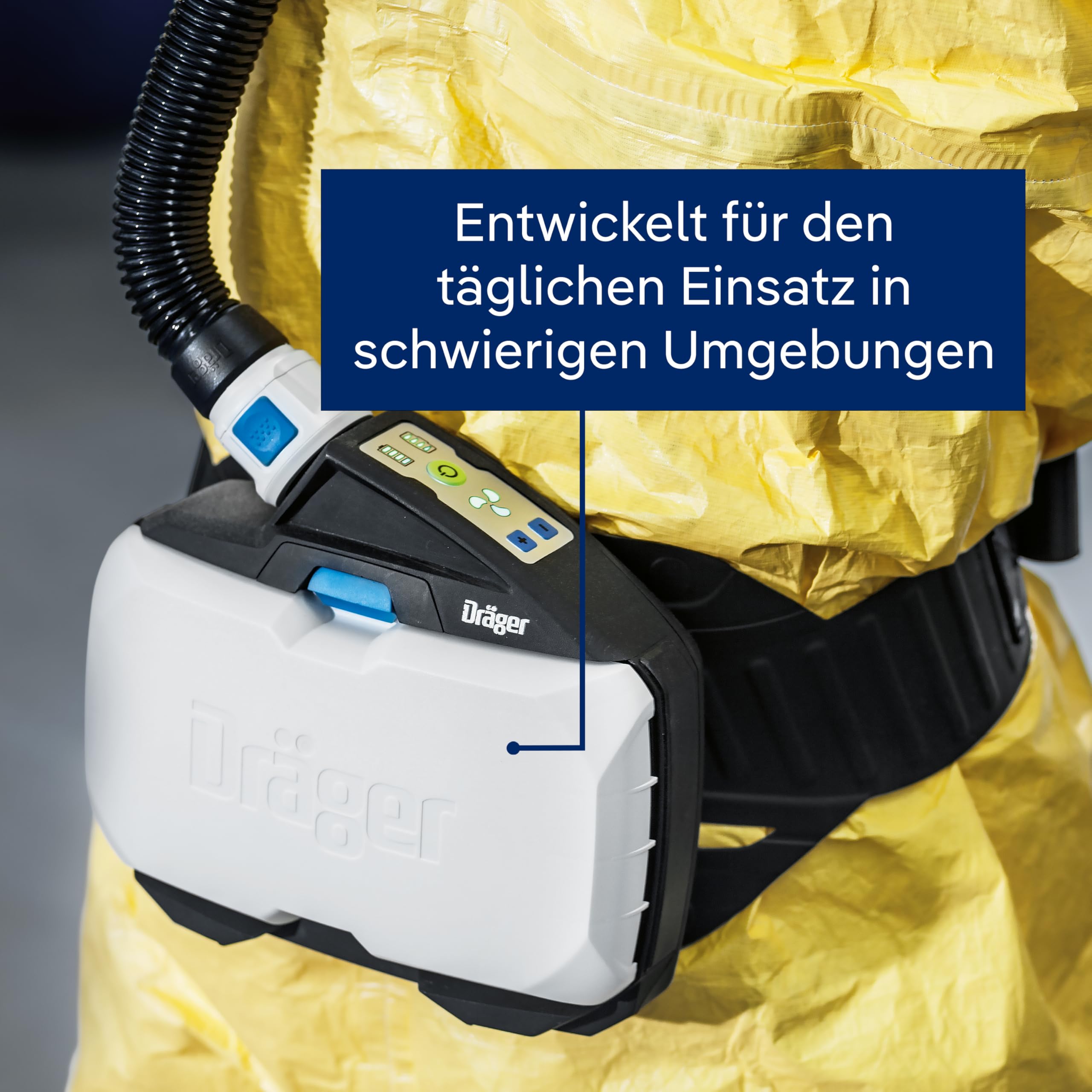 Dräger X-plore 8500 Atemschutz-Set - Größe L/XL - PAPR - NIOSH-geprüft | Hochleistungs-Lithium-Ionen-Akku - flexibler Atemschlauch - ohne Filter