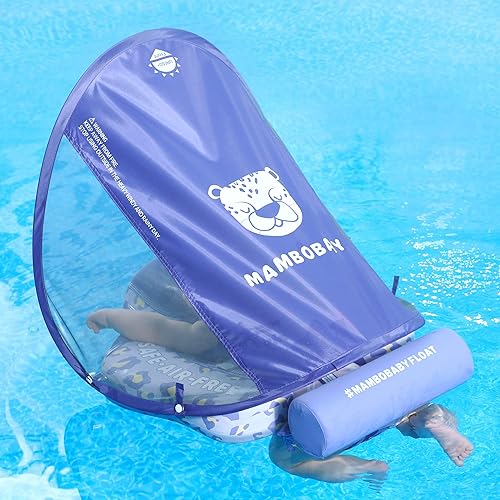 Miniatura 9 de Mambobaby Flotador con Cola Flotador de natación para bebé con toldo, ideal como entrenador de natación flotador de agua no inflable, salvavidas a