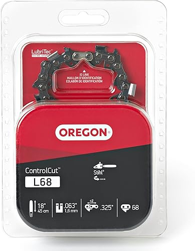 Oregon Cadena de motosierra L68 ControlCut para barra de 18 pulgadas 68 eslabones de transmisiĂłn La cadena de retroceso bajo se adapta a varios Oregon Cadena de motosierra L68 ControlCut para barra de 18 pulgadas 68 eslabones de transmisiĂłn La cadena de retroceso bajo se adapta a varios