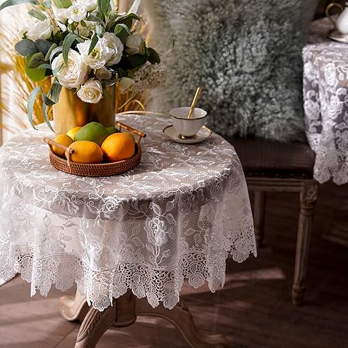 Miniatura 6 de ARTABLE Mantel rectangular pequeño de encaje de macramé vintage, mantel Shabby Chic bordado oblongo, para bodas, banquetes, vacaciones, mesas largas