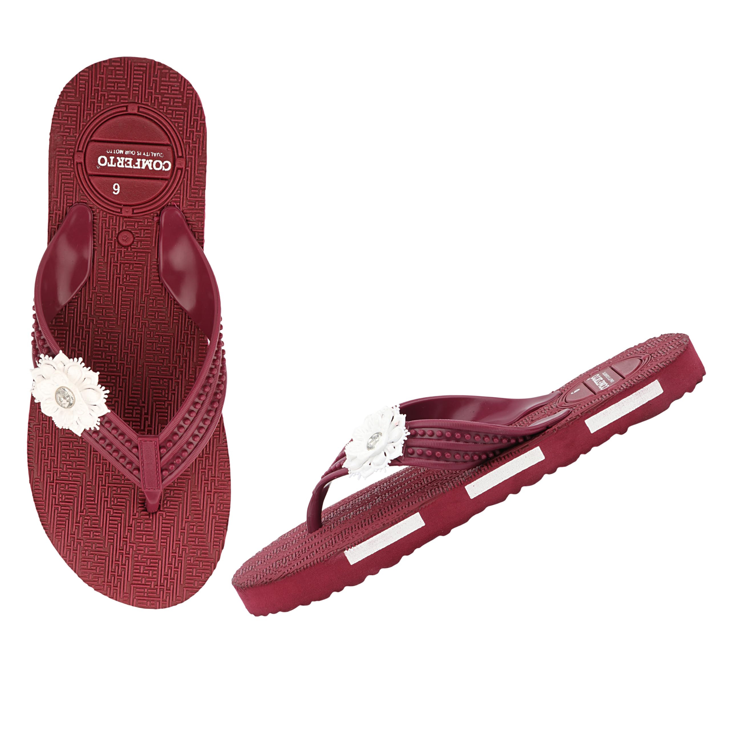 Women's Slipper with Flower Embellishment, Soft beded insole for ORTHO Care-picture-21