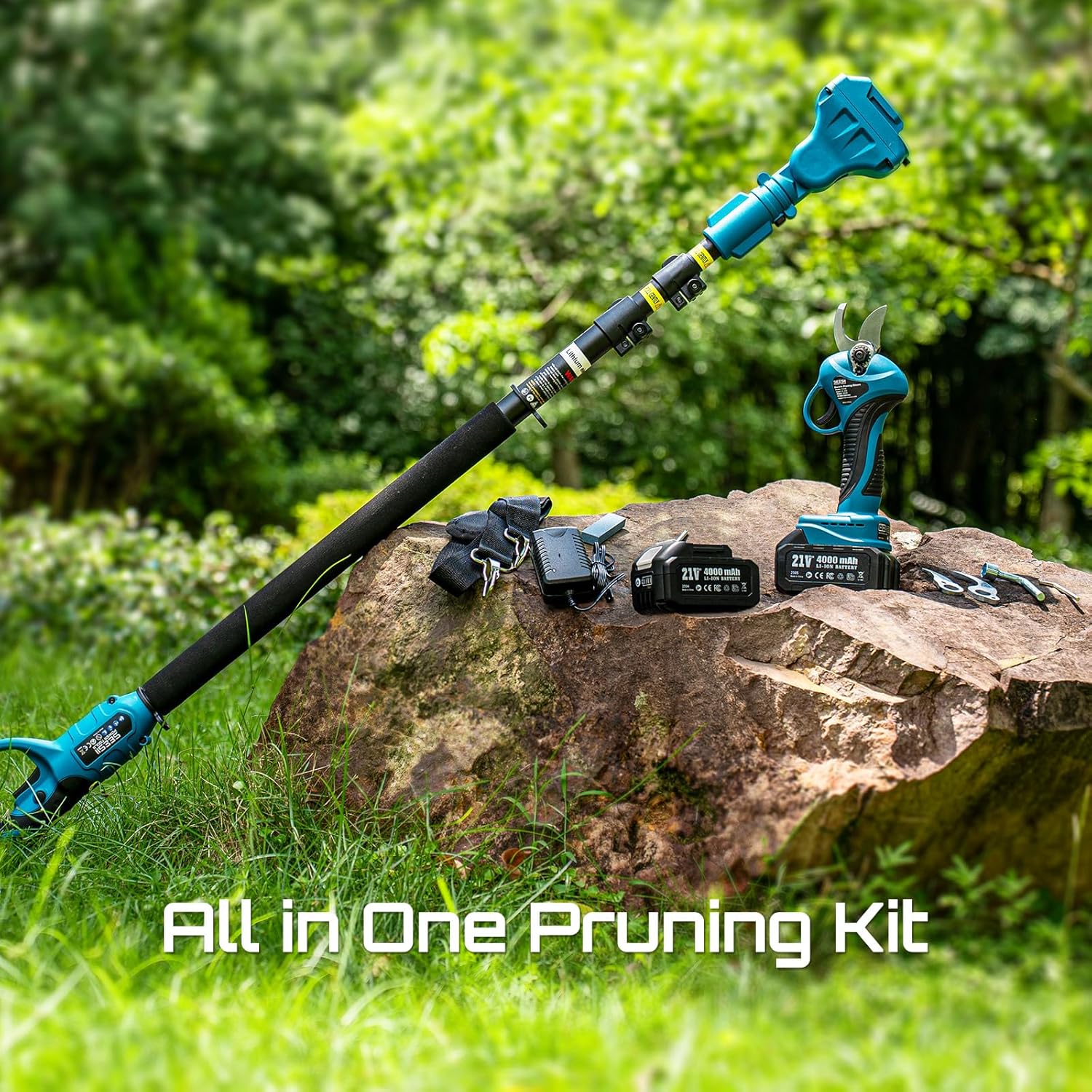 Seesii 2-in-1 Cordless Electric Pruning Shears with Pole, 15Ft Reach, 1.2" Cutting Diameter, 21V 2x 4000mAh Batteries, Battery Powered Tree Pruner with Brushless Motor for Efficient Branch Trimming - Image 9