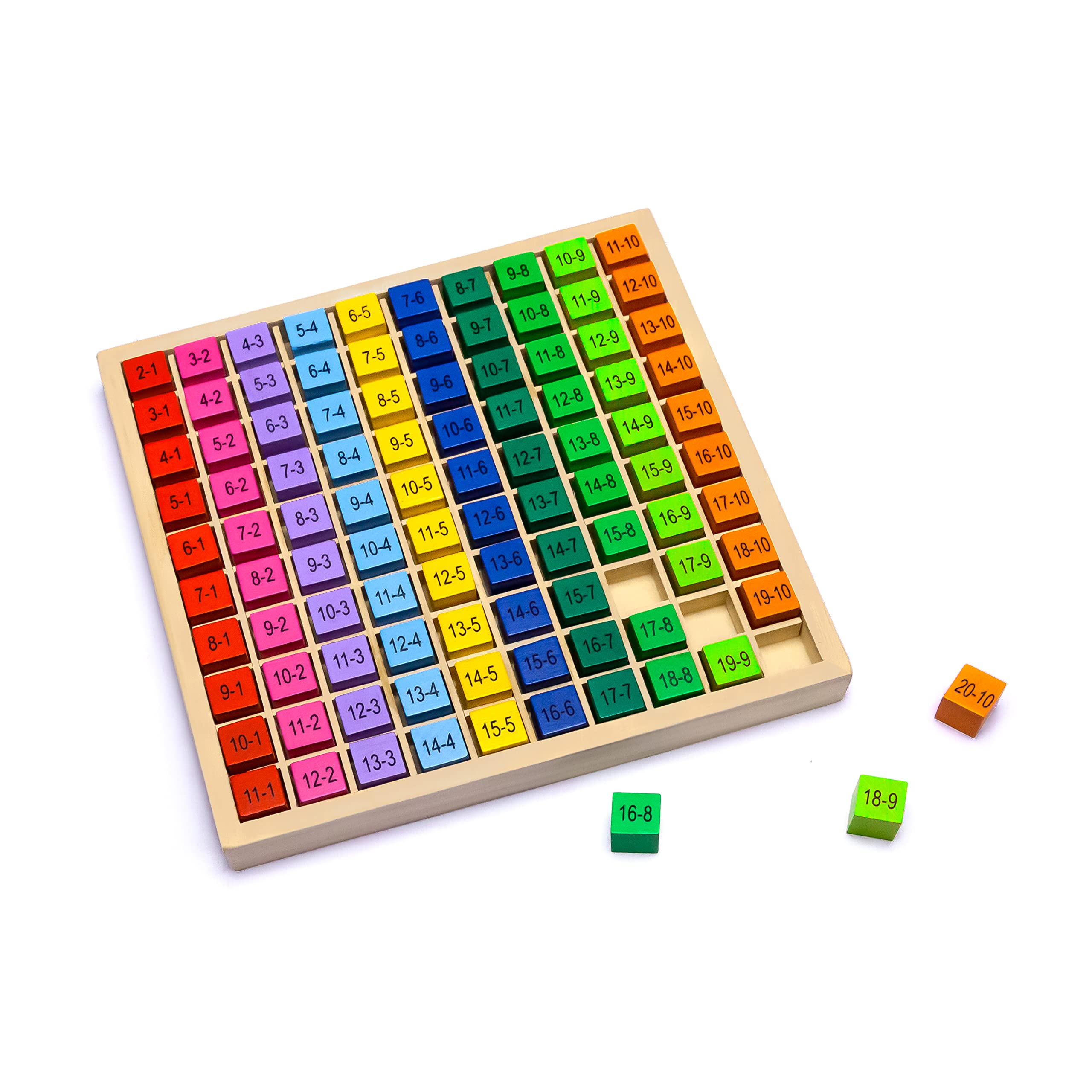 Natureich 4 tavole da calcolo, 1 x 1, divisione, Plus, meno, moltiplicazione, apprendimento per studenti elementari, lavagna monouso, in legno, cubi in legno