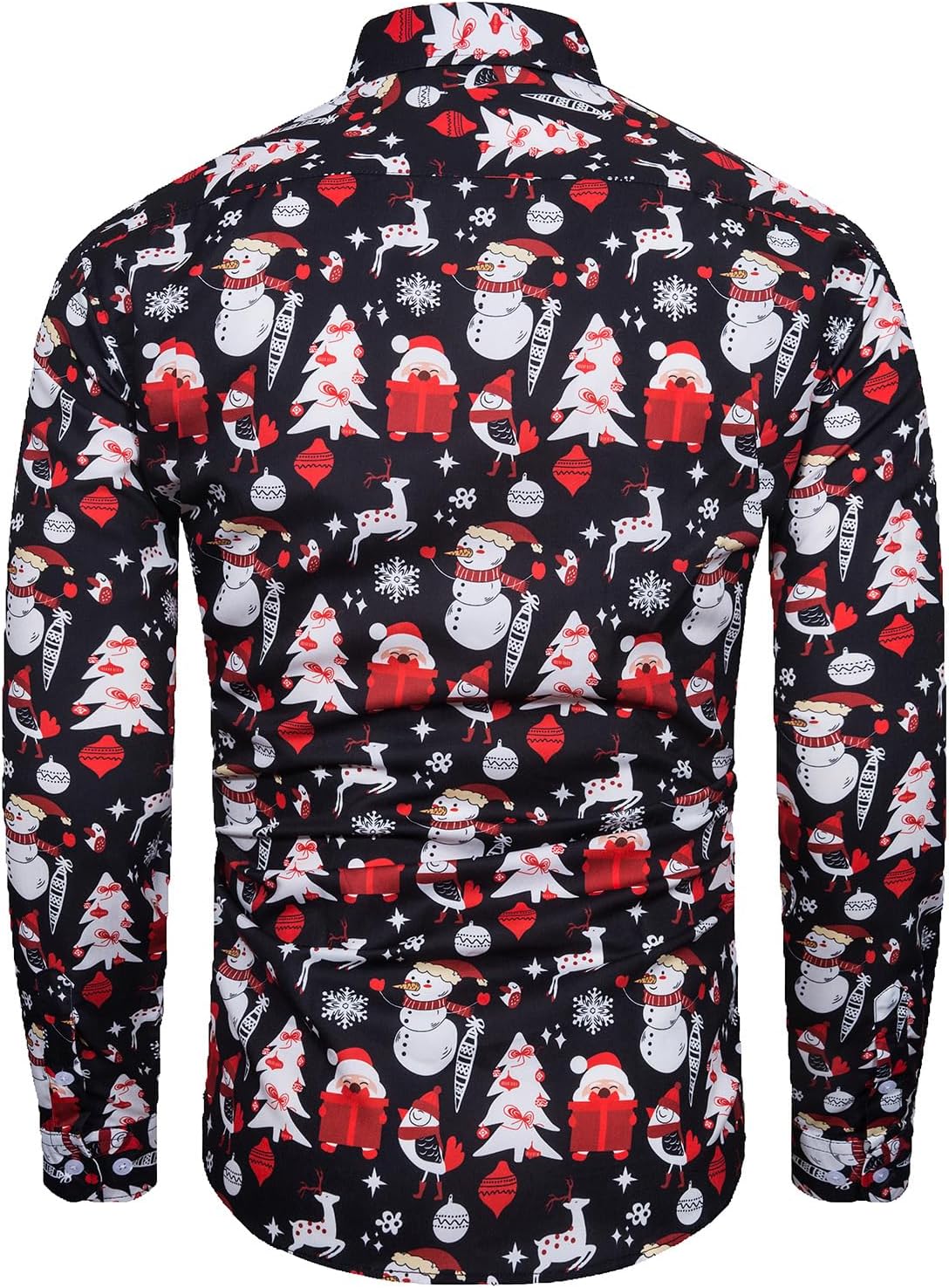 Funky Mens Ugly Christmas Shirt Long Sleeve Santa Claus Funny Button Down Shirt for Holiday Party - Image 2