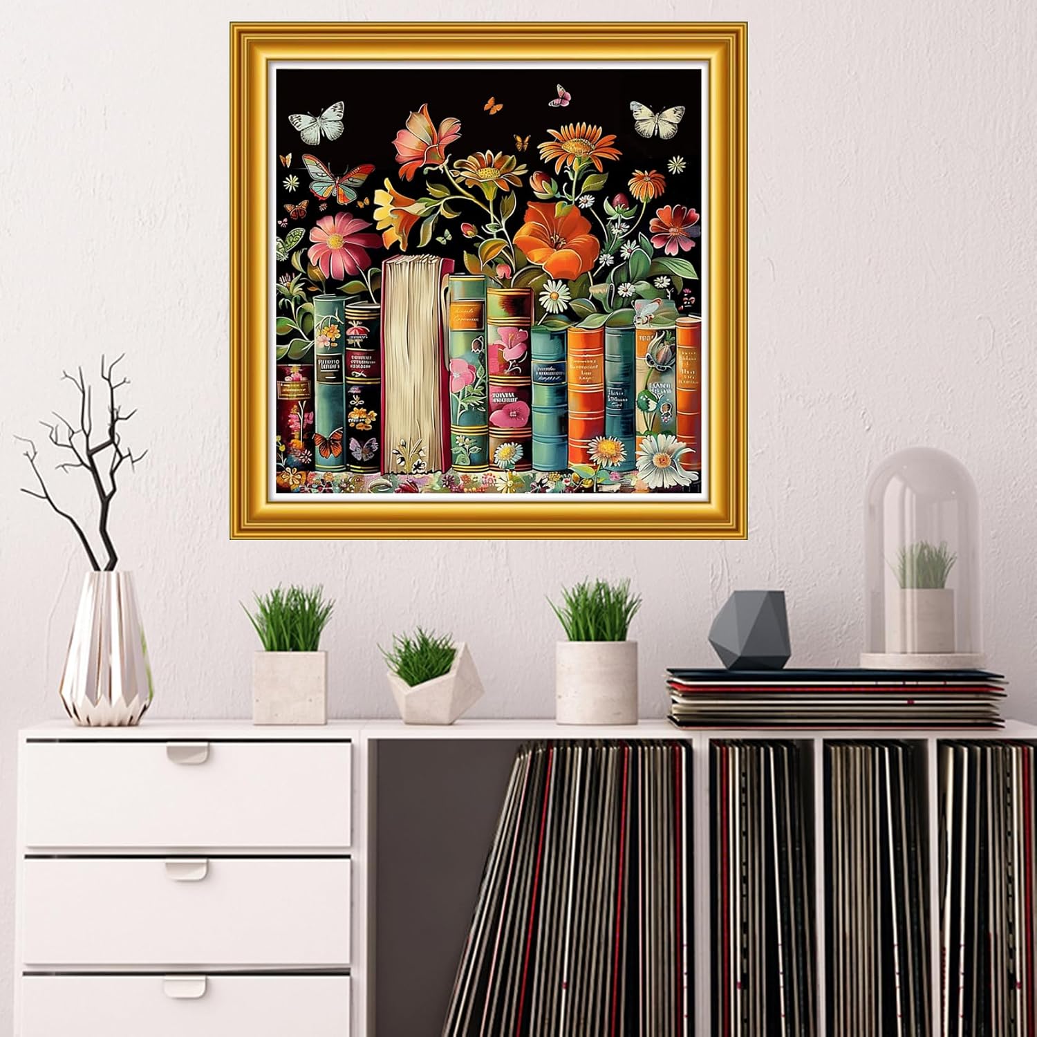Dooxvey Counted Cross Stitch Kits for Adults 11CT Printed Cross-Stitch Patterns Cross Stitching Embroidery Kit Stamped or Counted Needlepoint Kits-Colorful Flower Book 18x18 inch