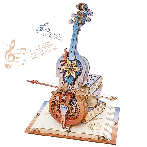 ROKR 3D Puzzles for Adults, Wooden Music Boxes-Cello, Model Kits for Adults, DIY Building Sets for Kids, Birthday Gifts Hobbies for Women Men