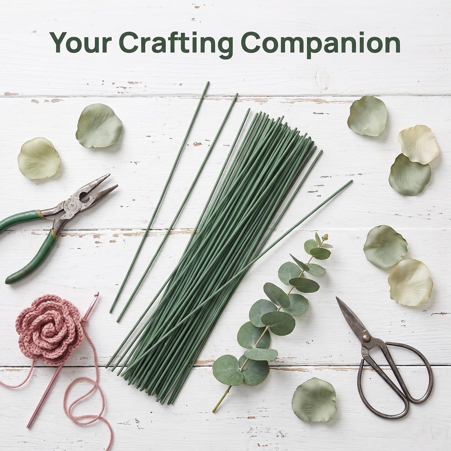UKCOCO 110PCS Floral Wire Stems for Bouquet Craft, 2 Gauge Flower Sticks