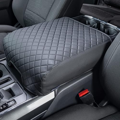ISSYAUTO Funda de consola central compatible con F150 F-150 2021 2022 2023, cubierta de cuero para reposabrazos para automóvil, funda protectora